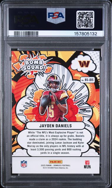 2025 PANINI DONRUSS BOMB SQUAD #BS-JDS JAYDEN DANIELS PSA 10