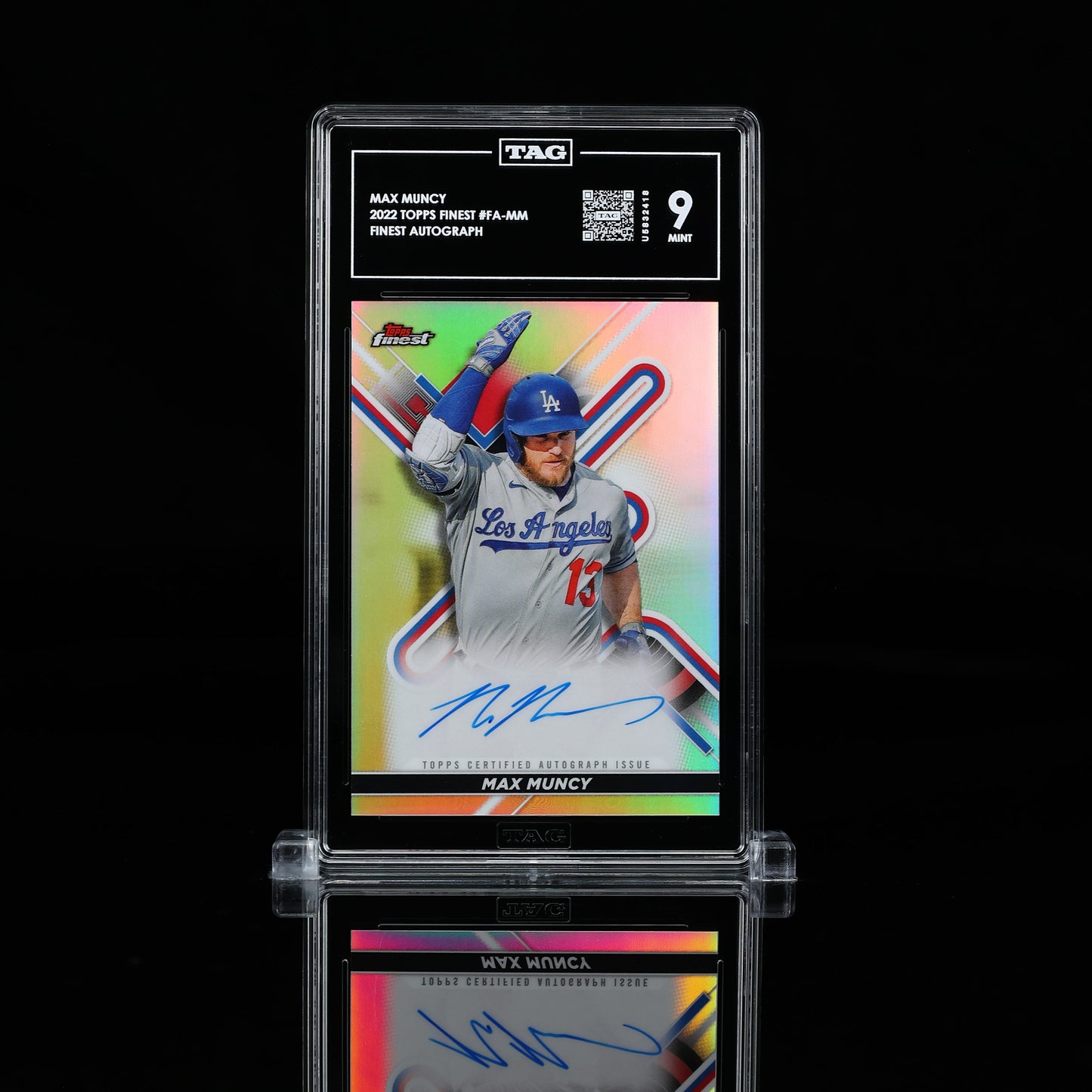 2022 Topps Finest #FA-MM Max Muncy Autograph Auto Dodgers TAG 9