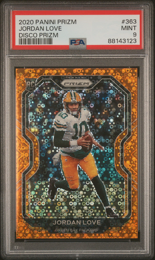 2020 Panini Prizm Jordan Love #363 Orange Disco Rookie RC MINT PSA 9
