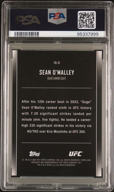 2024 TOPPS MIDNIGHT UFC THE ONE AND ONLY SEAN O'MALLEY TWILIGHT /99 PSA 9