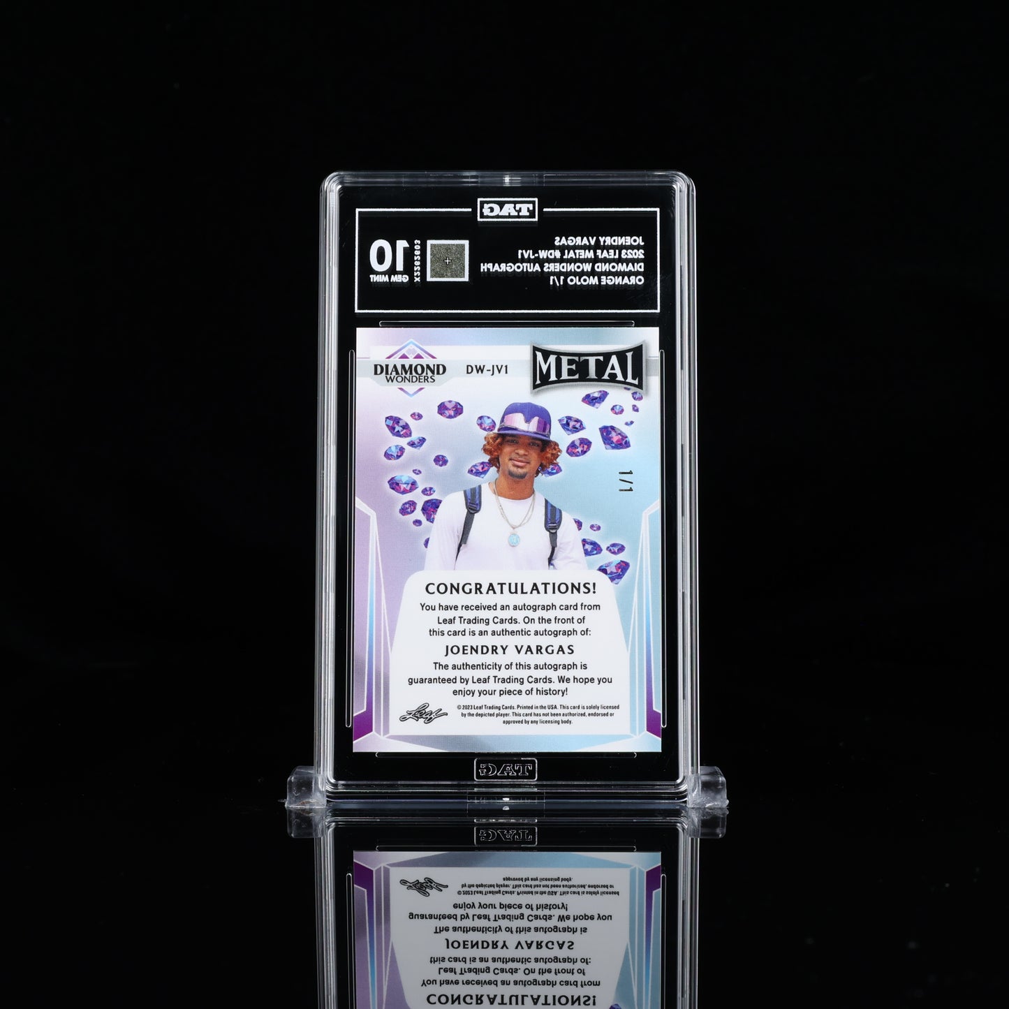2023 Leaf Metal Joendry Vargas Diamond Wonders Orange Mojo Auto 1/1 TAG 10