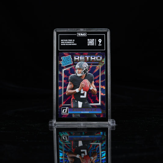 MICHAEL PENIX JR. 2024 DONRUSS RATED ROOKIE RETRO FALCONS RC TAG 9