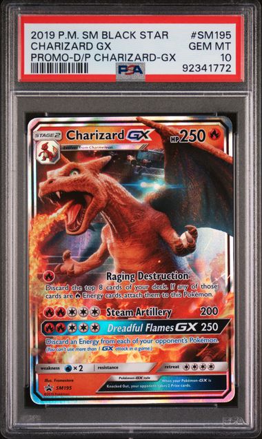 2019 POKEMON SM BLACK STAR PROMO #SM195 CHARIZARD GX PROMO PSA 10