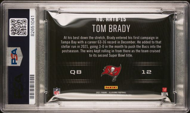 TOM BRADY 2021 ILLUSIONS HOLOHEROES CASE HIT SP PATRIOTS MINT PSA 9