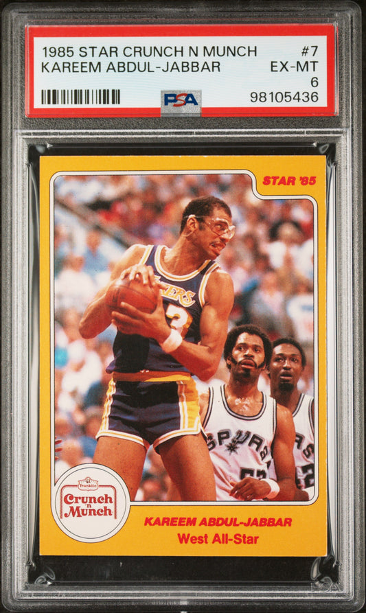 1985 STAR CRUNCH N MUNCH KAREEM ABDUL-JABBAR #7 PSA 6