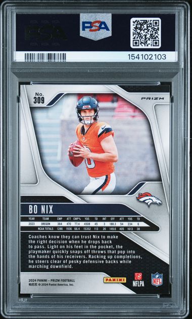2024 PANINI PRIZM #309 BO NIX GREEN WAVE ROOKIE PSA 9