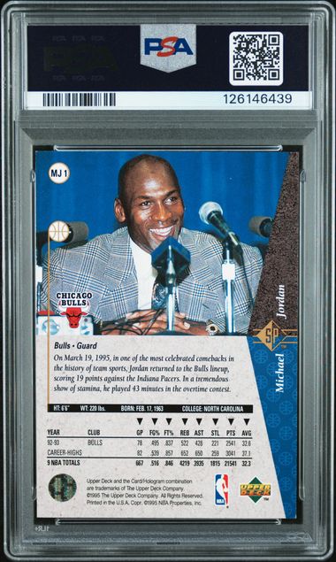 1994 SP #MJ1 MICHAEL JORDAN RED PSA 8