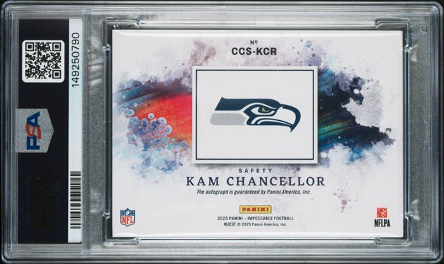 2025 PANINI IMPECCABLE CANVAS CREATIONS KAM CHANCELLOR AUTO /49 PSA 9