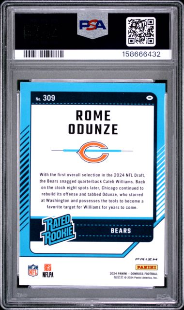 2024 PANINI DONRUSS #309 ROME ODUNZE OPTIC PREVIEW-RED WAVE ROOKIE PSA 10