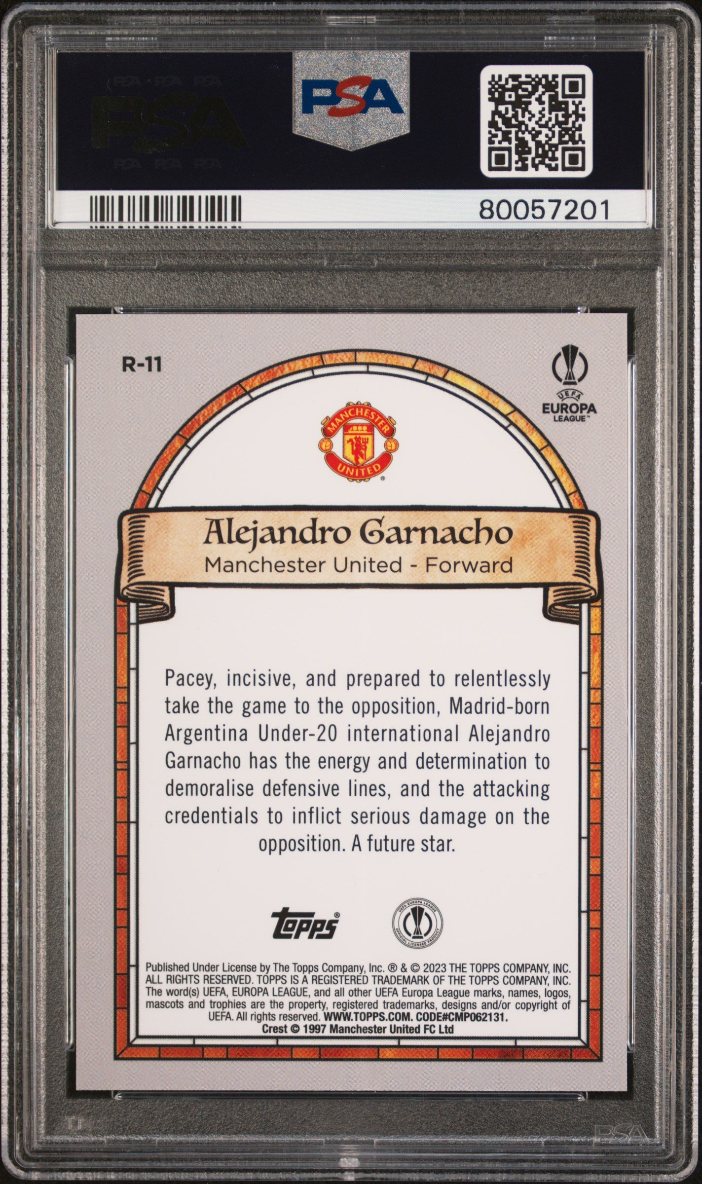 2022-23 Topps Merlin Chrome UEFA UCC ALEJANDRO GARNACHO RC RENAISSANCE PSA 9