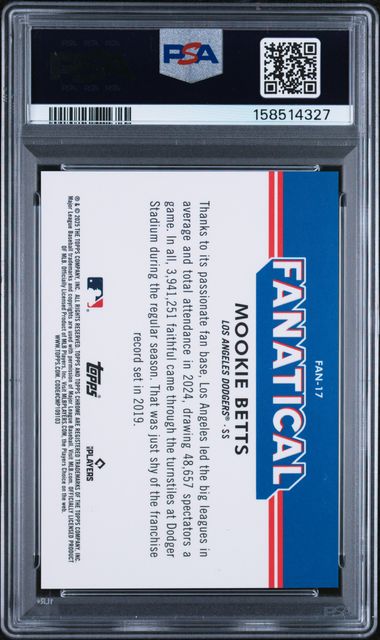 2025 TOPPS CHROME FANATICAL #FAN17 MOOKIE BETTS PSA 10