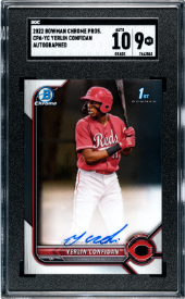 2022 Bowman Chrome Yerlin Confidan Auto 1st #CPA-YC Reds SGC 9 Auto 10