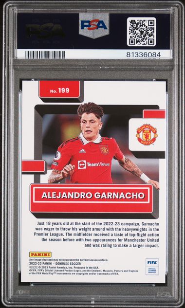 2022 PANINI DONRUSS FIFA #199 ALEJANDRO GARNACHO TEAL ROOKIE PSA 10