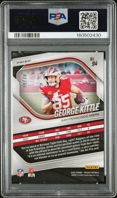 2025 PANINI PRIZM #94 GEORGE KITTLE KANGAROO PRIZM PSA 10