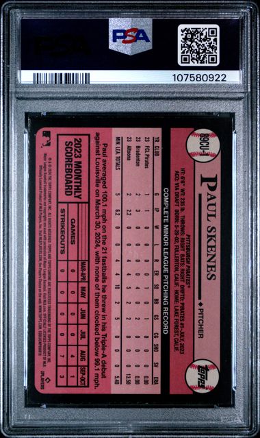 2024 TOPPS CHROME UPDATE 1989 TOPPS BASEBALL #1 PAUL SKENES PSA 8