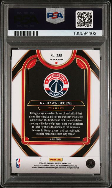 2024 PANINI SELECT #285 KYSHAWN GEORGE RED WAVE PSA 9