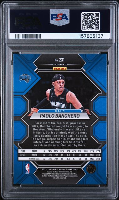 2022 PANINI MOSAIC #231 PAOLO BANCHERO ROOKIE RED & GREEN CHOICE PSA 10