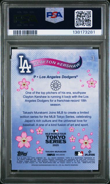 PSA 10! Clayton Kershaw - 2025 Topps Tokyo Series Takashi Murakami Dodgers