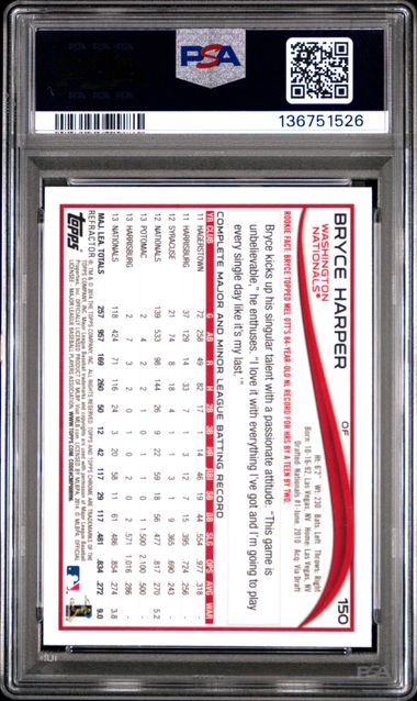 2014 TOPPS CHROME #150 BRYCE HARPER X-FRACTOR PSA 10