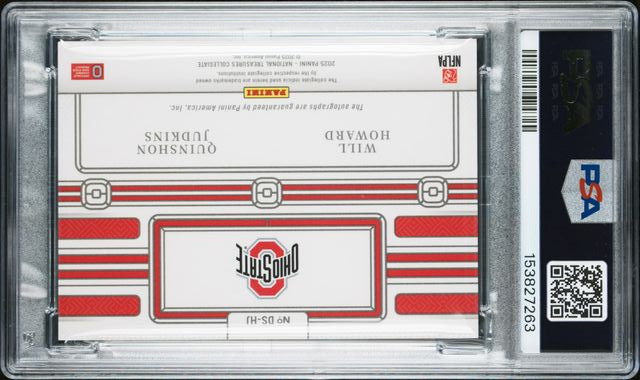 2025 NATIONAL TREASURES COLLEGIATE DUAL AUTO HOWARD/JUDKINS /99 PSA 8