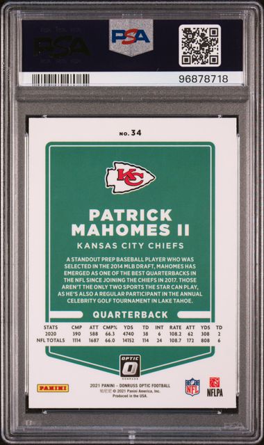 2021 Donruss Optic Patrick Mahomes #34 PSA 10