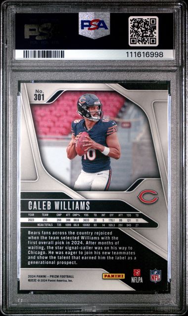 2024 Panini Prizm Caleb Williams Rookie #301 PSA 9 Chicago Bears NFL