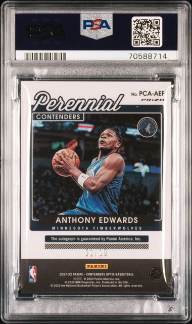 2021 CONTENDERS OPTIC PERENNIAL CONTENDERS ANTHONY EDWARDS AUTO GOLD /10 PSA 9