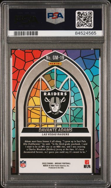 2022 PANINI MOSAIC GLASS MOSAIC #GM19 DAVANTE ADAMS GLASS MOSAIC PSA 9