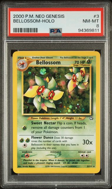 2000 POKEMON NEO GENESIS #3 BELLOSSOM-HOLO PSA 8