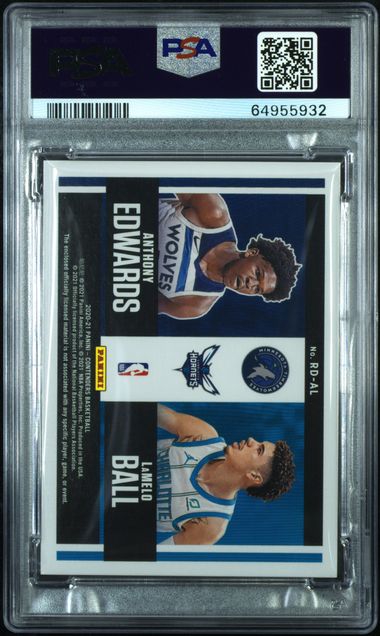 2020 PANINI CONTENDERS ROOKIE TICKET DUAL SWATCHES A.EDWARDS / L.BALL PSA 9
