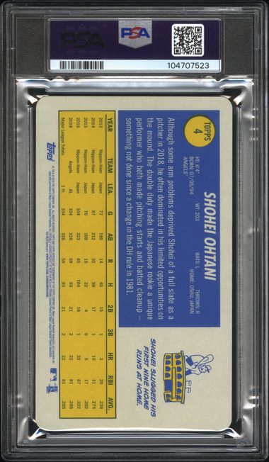 2019 Topps Heritage Shohei Ohtani Rookie Cup 1970 Super Box Topper PSA 10