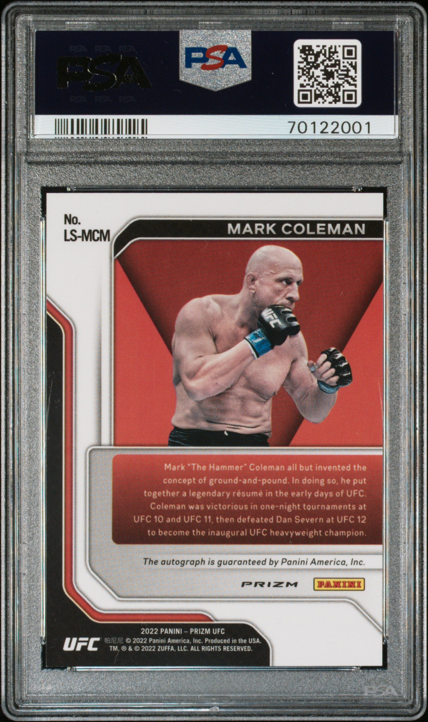 Mark Coleman 2022 Prizm Green Legendary Auto UFC PSA 10