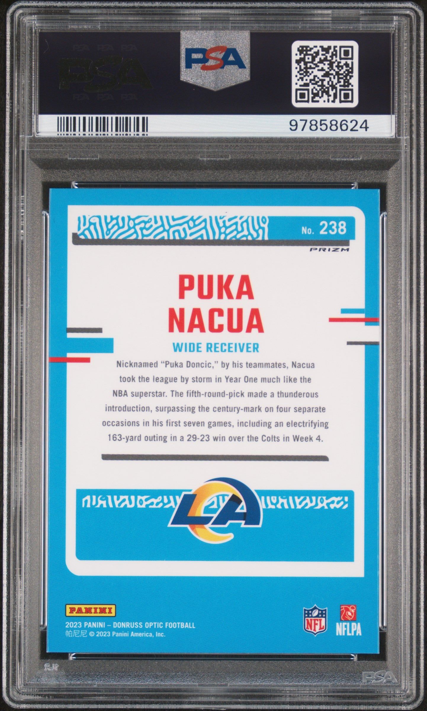 2023 Panini Donruss Optic - Rated Rookie #238 Puka Nacua (RC) Holo PSA 10