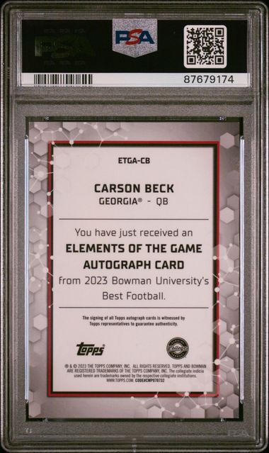 2023 BOWMAN U BEST ELEMENTS OF THE GAME AUTO /75 CARSON BECK PSA 10
