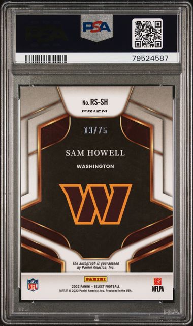 2022 Panini Select - Rookie Signatures Sam Howell #RS-SH Blue Prizm /75 (AU, RC) PSA 9