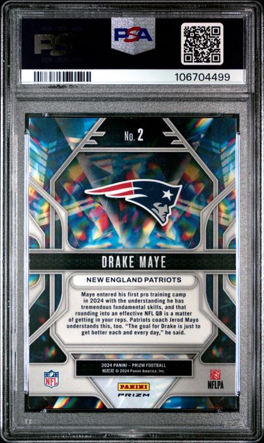 2024 PANINI PRIZM PRIZMATIC #2 DRAKE MAYE PRIZMATIC-GREEN ICE PSA 9