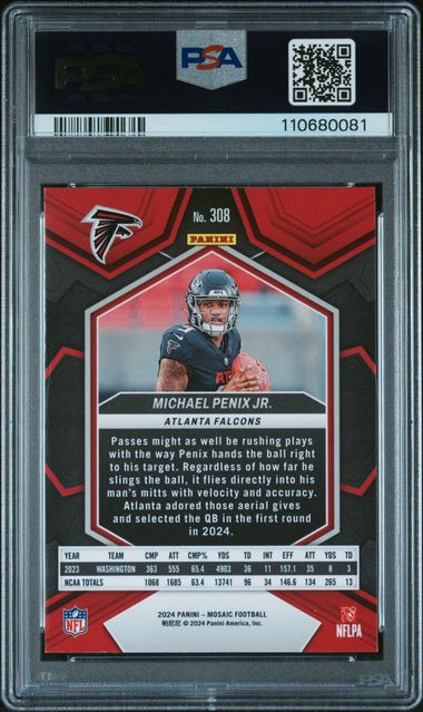 2024 PANINI MOSAIC #308 MICHAEL PENIX JR. ROOKIE PSA 10