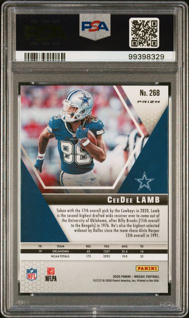 2020 Mosaic NFL Debut CeeDee Lamb #268 Mosaic Genesis Prizm (RC) PSA 9