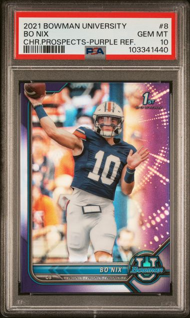 2021 BOWMAN U CHROME PROSPECTS #8 BO NIX CHR.PROSPECTS-PURPLE REF. PSA 10