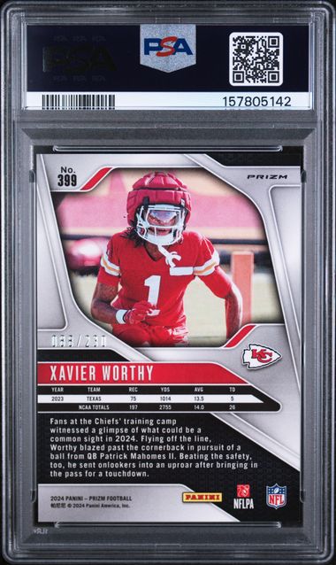 2024 PANINI PRIZM #399 XAVIER WORTHY BLUE WAVE ROOKIE PSA 10