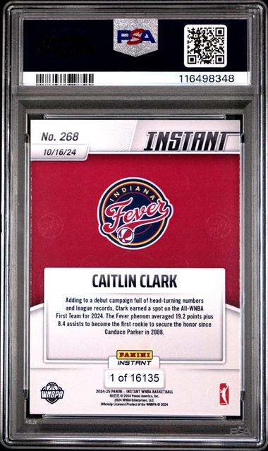 2024 PANINI INSTANT WNBA #268 CAITLIN CLARK ROOKIE CARD RC ALL-WNBA PSA 10
