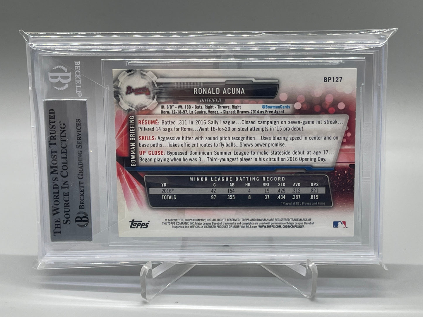 2017 Bowman Prospects Ronald Acuña 1st Bowman #bp127 BGS 8.5