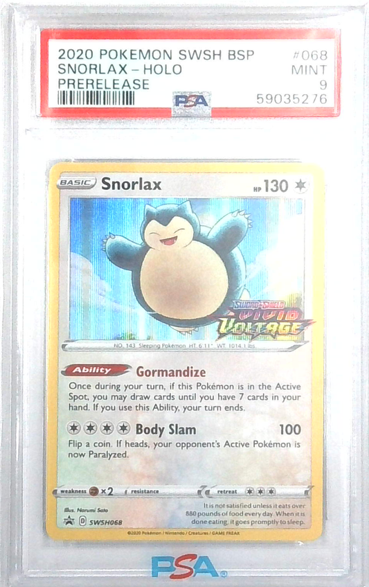2020 Pokemon Swsh Black Star Promo Snorlax Holo #068 Prerelease Psa 9