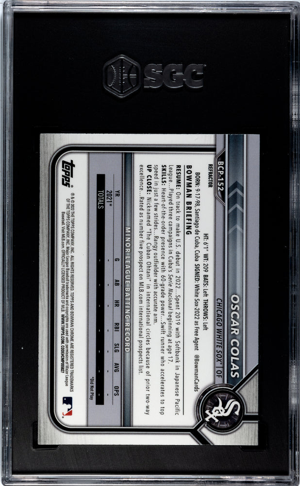 2022 Bowman Chrome Prospects Oscar Colas #bcp-152 Sgc 10