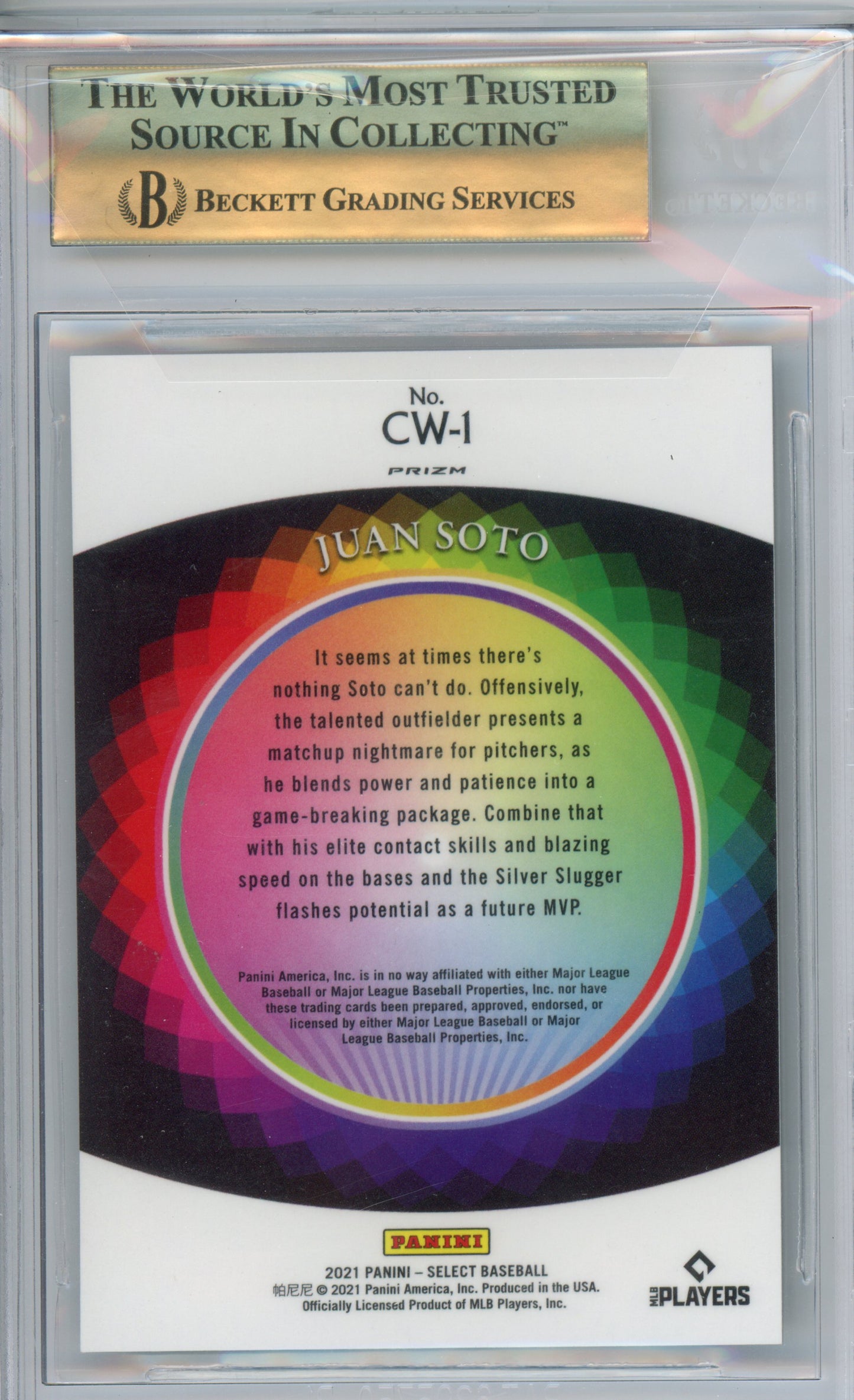 2021 Select Color Wheel Juan Soto #1 Bgs 9.5