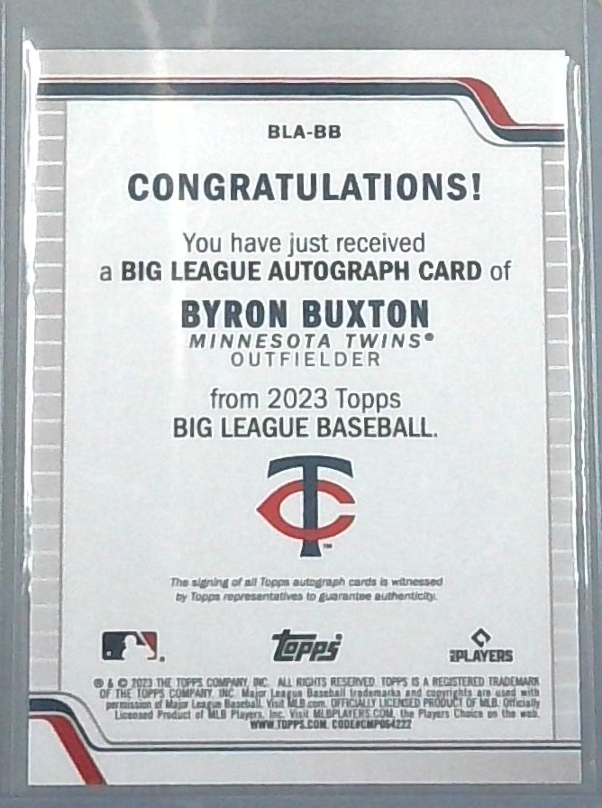 2023 Topps Big League Byron Buxton Auto #'d 04/14 Minnesota Twins Ssp