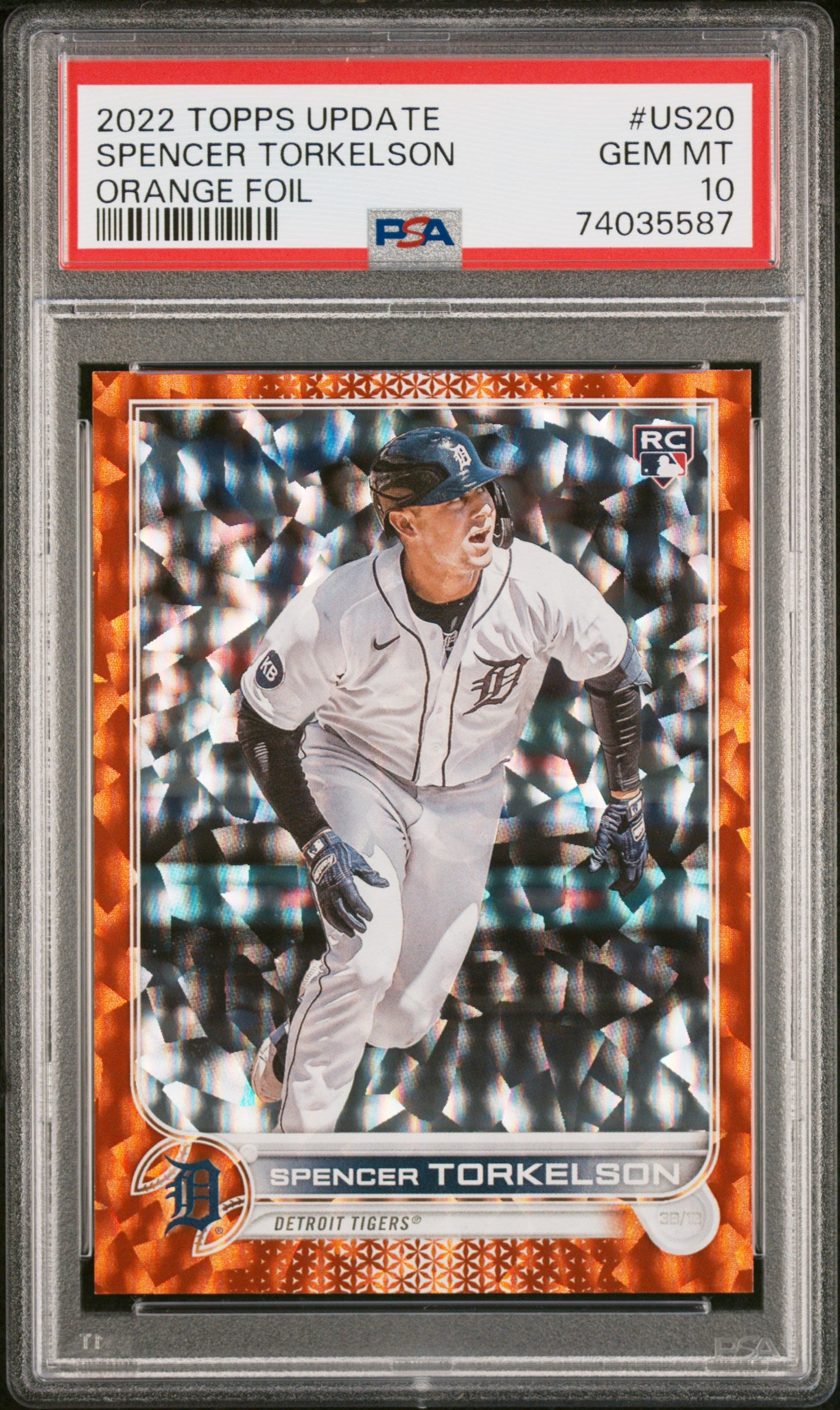 2022 Topps Update Spencer Torkelson # Orange Foil #'d /299 Psa 10