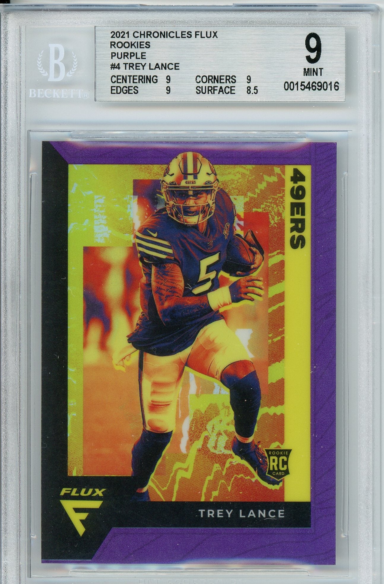 2021 Flux Trey Lance Purple Rookie BGS 9 Mint