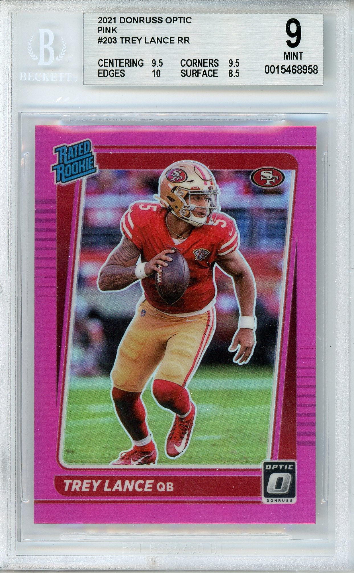 2021 Optic Trey Lance Pink Rated Rookie BGS 9 Mint
