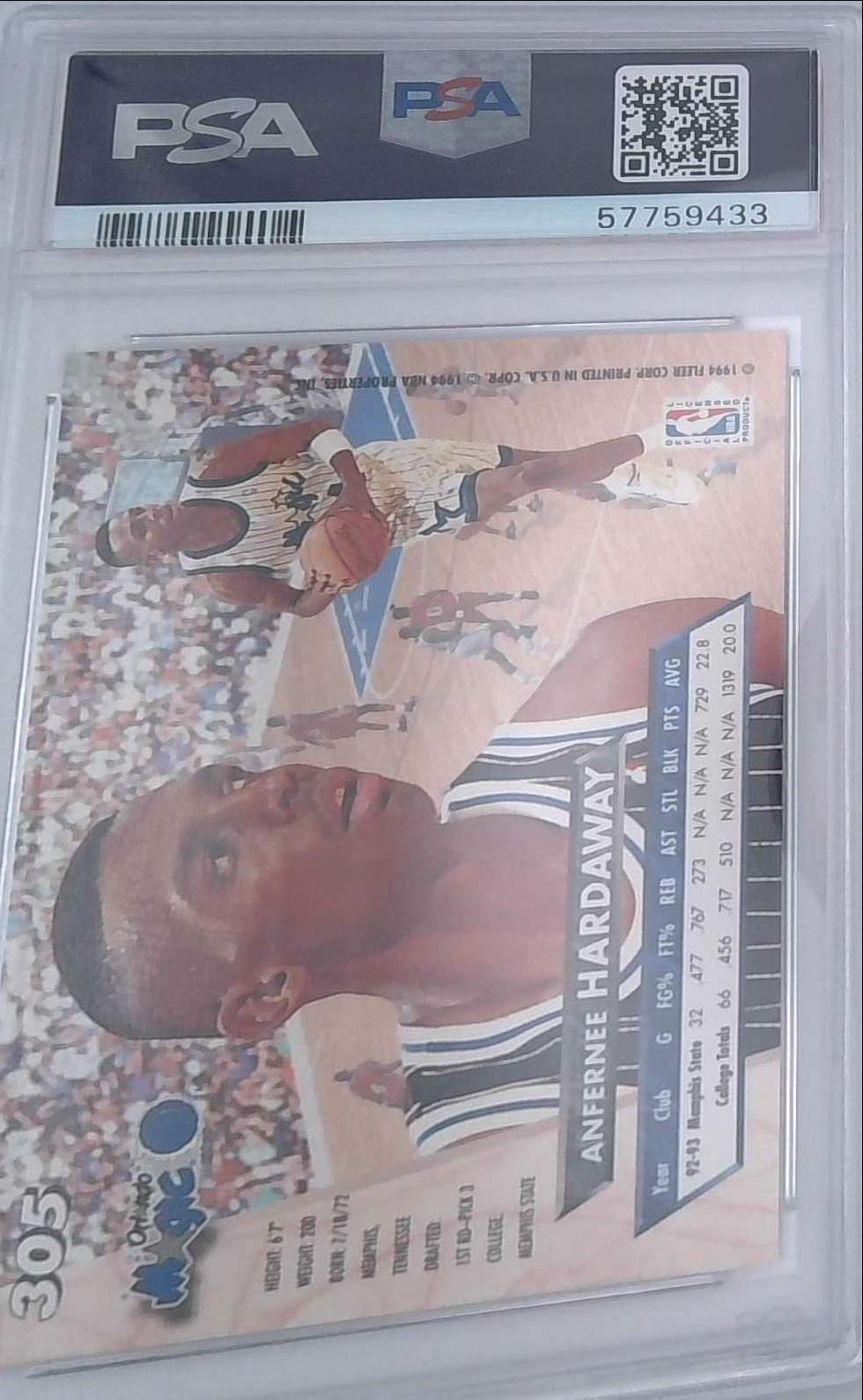 1993-94 Fleer Ultra #305 Anfernee Penny Hardaway Rookie RC PSA 10 Magic